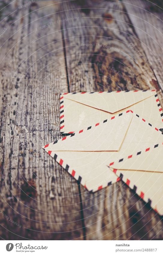 Old paper envelopes over wood texture Style Design Feasts & Celebrations Christmas & Advent Wedding To talk Invitation Letter (Mail) Envelope (Mail) Paper Wood