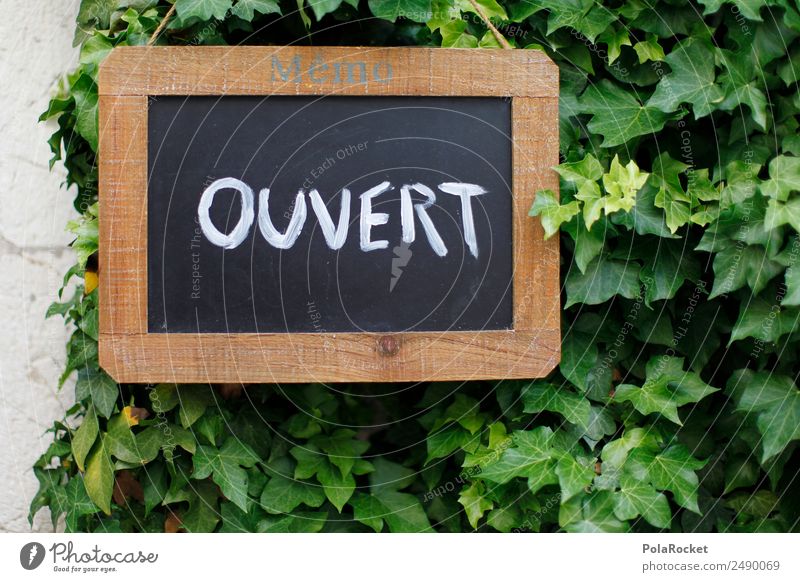 #A# ouvert Art Esthetic Overture Open Signs and labeling Green Blackboard Advertising Advertising Industry France Provence Colour photo Subdued colour