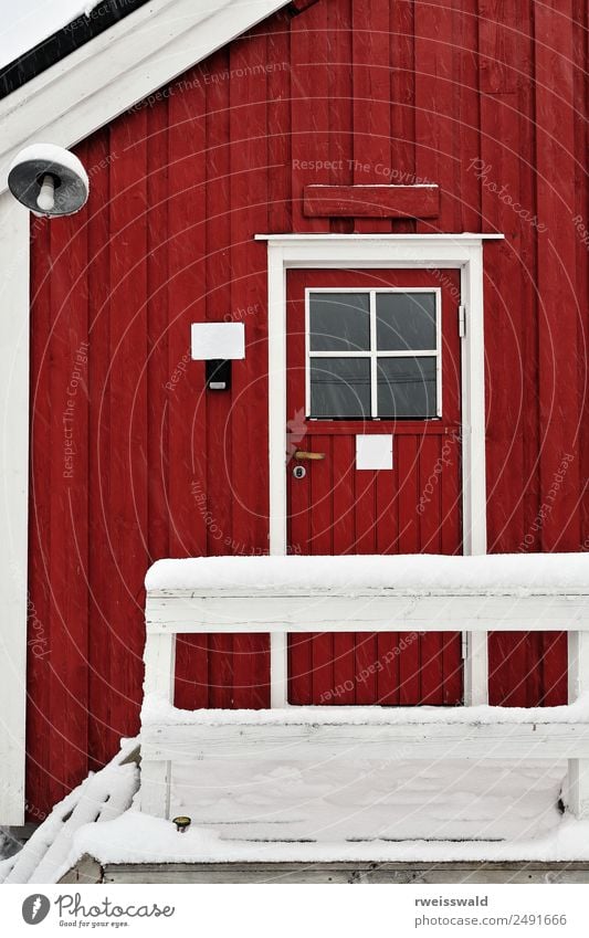 Tourist rorbu-local seasonal cottage. Hamnoy-Reine-Norway-0385 Fish Seafood Calm Fishing (Angle) Vacation & Travel Tourism Snow Winter vacation