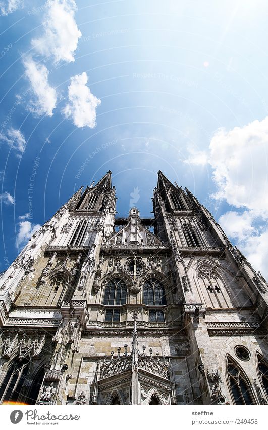 Sunshine in Regensburg Sky Clouds Sunlight Beautiful weather Old town Church Dome Esthetic Religion and faith Ambitious Colour photo Exterior shot