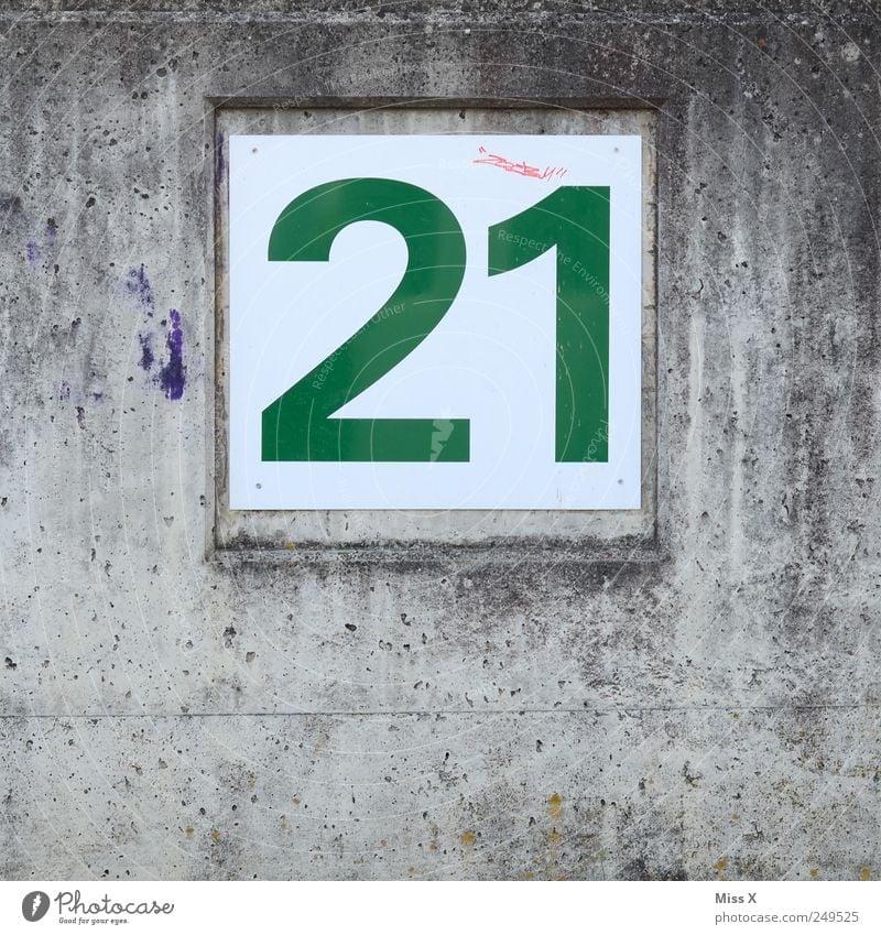 22, 23, 24.... Wall (barrier) Wall (building) Sign Digits and numbers Signs and labeling Gray 21 House number Flat (apartment) Colour photo Subdued colour