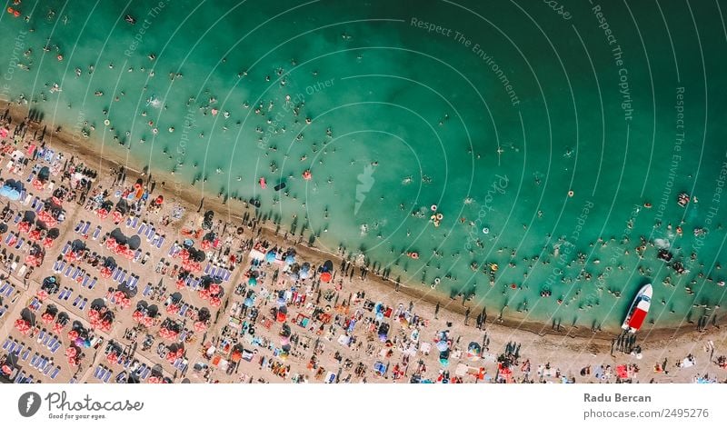 Aerial View Of People Crowd On Beach At Black Sea Lifestyle Exotic Joy Vacation & Travel Tourism Adventure Freedom Summer Summer vacation Sunbathing Ocean Waves