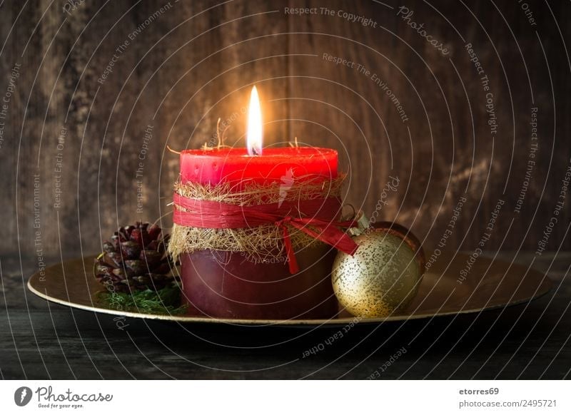 Christmas Candles On Wooden Background A Royalty Free Stock Photo From Photocase