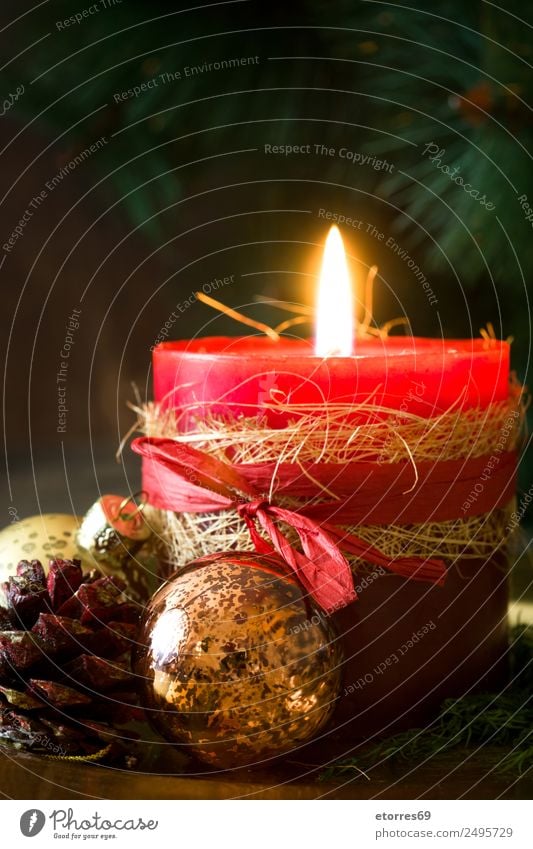 Christmas Candles On Wooden Background A Royalty Free Stock