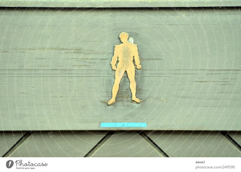 men only Toilet Man Adults Door Wood Sign Signs and labeling Signage Warning sign Clue Esthetic Yellow Green Colour photo Subdued colour Exterior shot Detail