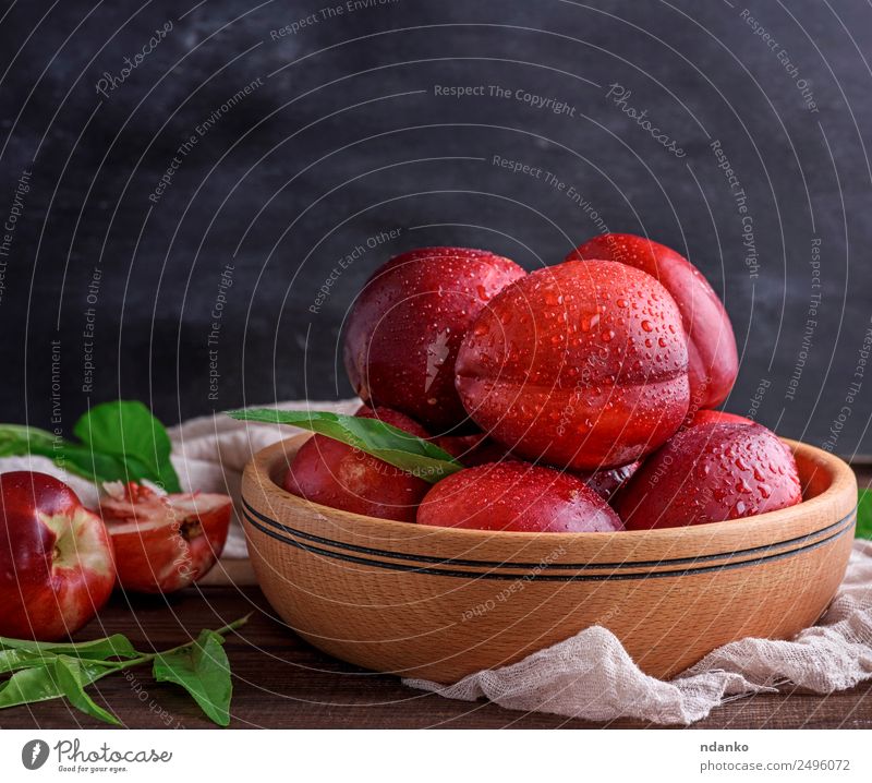 ripe peaches nectarine Fruit Dessert Nutrition Plate Bowl Summer Table Leaf Wood Eating Fresh Juicy Brown Red Black Mature Peach Nectarine background food