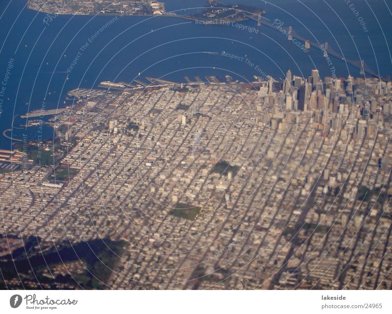 San Francisco Downtown Aerial Photo Town Aerial photograph Airplane Americas Aviation SF Bridge USA