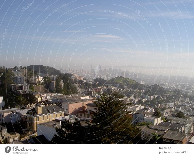 View of San Francisco Downtown Town Fog North America USA SF