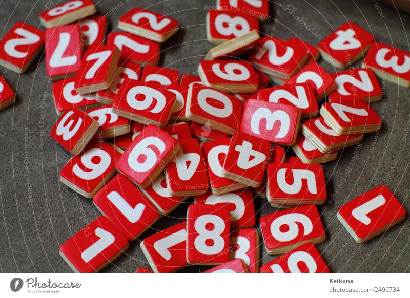 lettuce numbers Joy Happy Leisure and hobbies Game of chance Lottery Children's game Sign Digits and numbers Playing Red White Blackboard Wood Colour photo