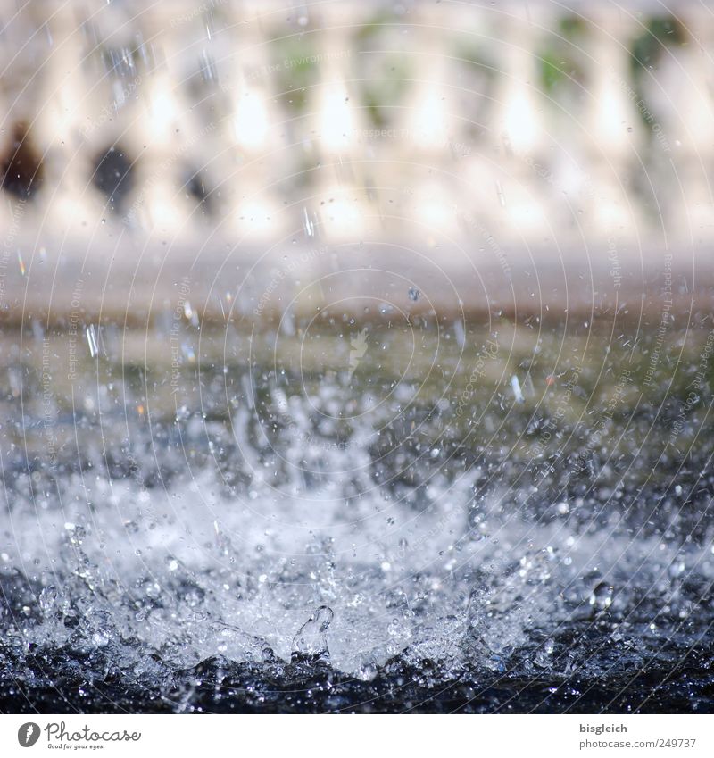 water feature Water Drops of water Garden Park Waves Stone Blue Well Bridge railing Column Inject Splash of water Colour photo Subdued colour Exterior shot