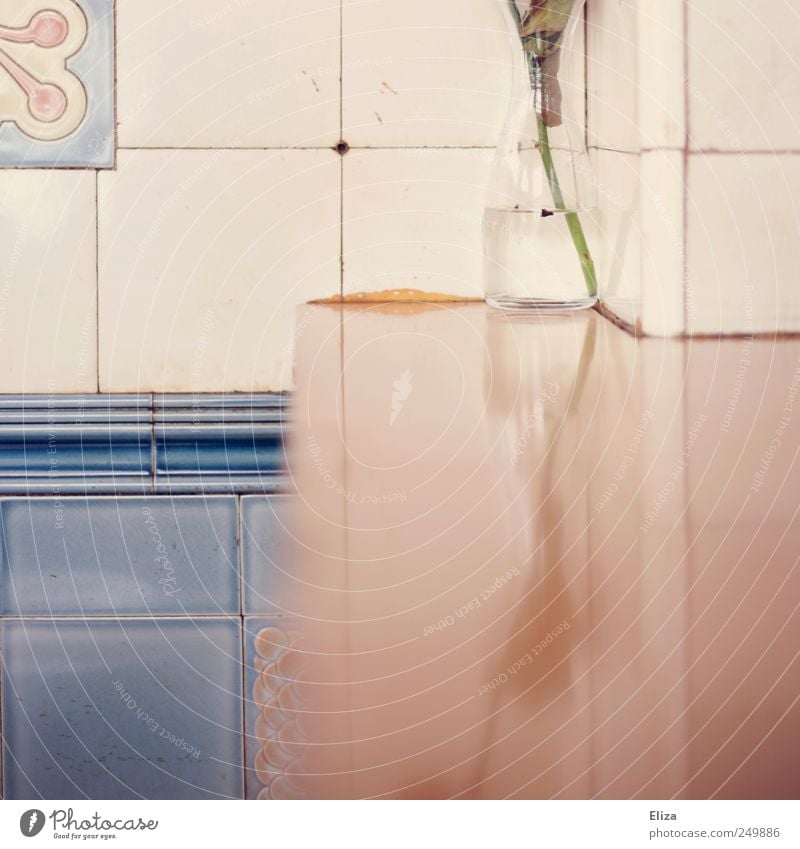 Tiles plus counter to the square Counter Old Vase Reflection Blur Interior shot Detail