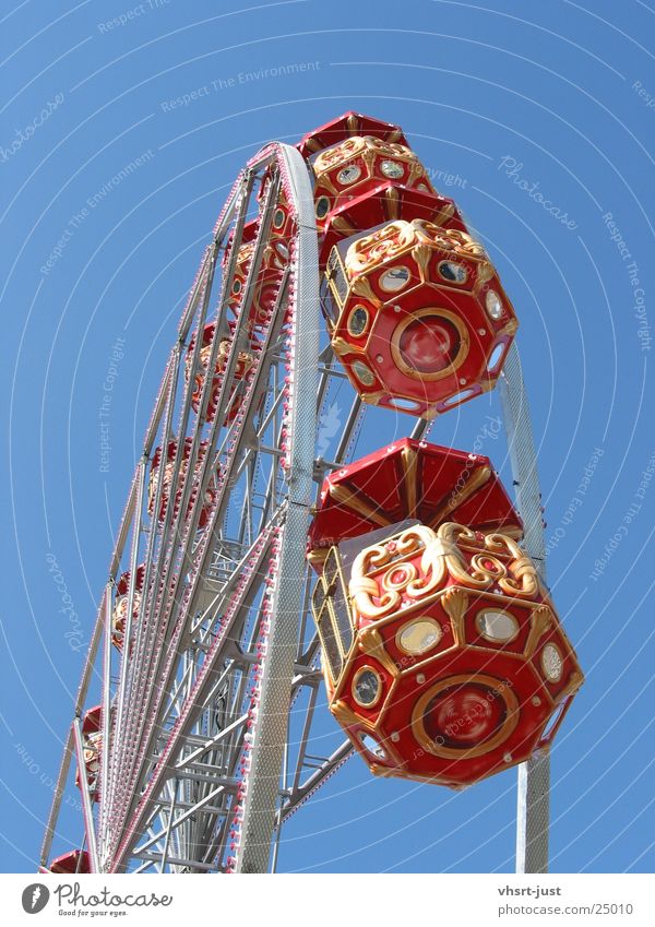 blue ride Red Round Ferris wheel Paying Whim Historic Aviation Blue Sky Old Beautiful weather Graffiti Joy
