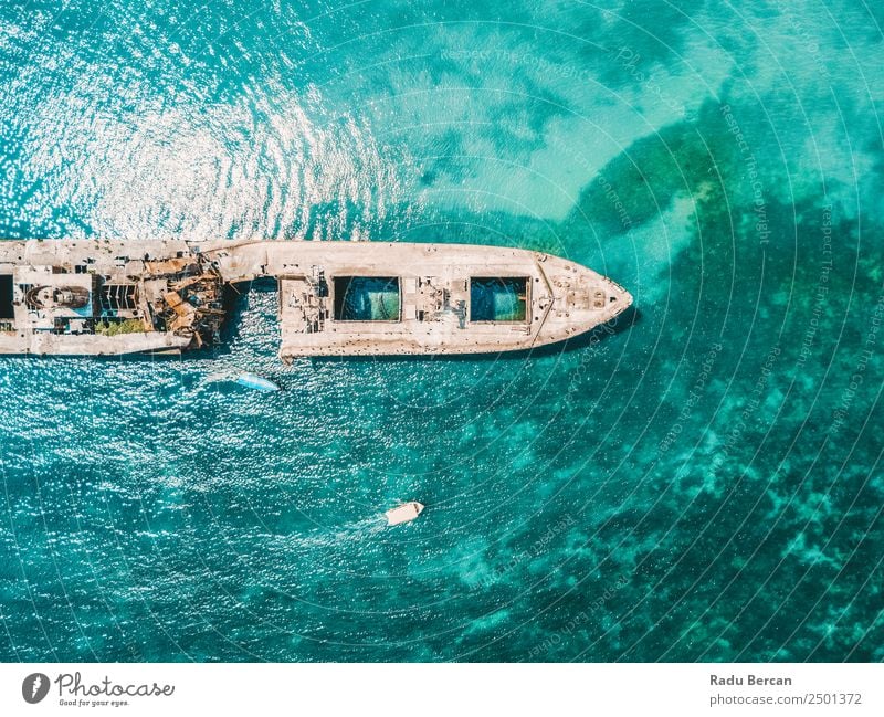 Aerial Drone View Of Old Shipwreck Ghost Ship Vessel Vacation & Travel Tourism Adventure Expedition Summer Beach Ocean Environment Nature Landscape Water