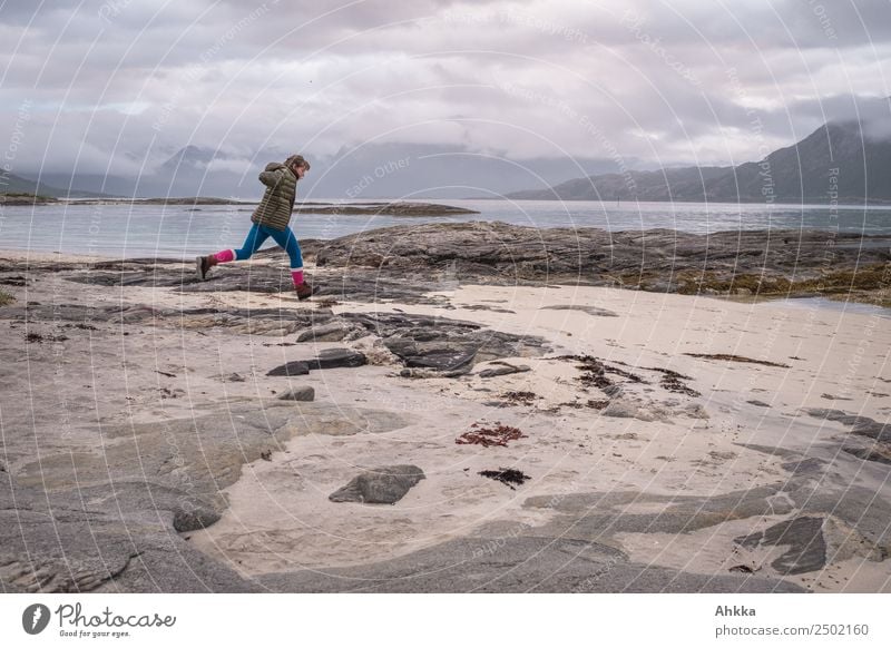 No more jumping for joy coastline Rock Young woman Jump Mountain Ocean