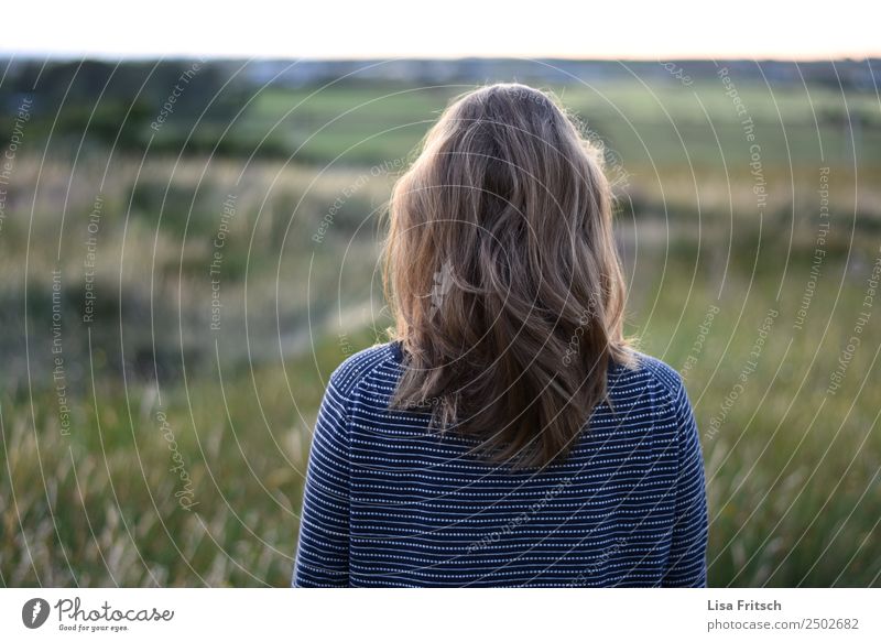 blonde woman, back view, meadow Vacation & Travel Tourism Woman Adults 1 Human being 18 - 30 years Youth (Young adults) Environment Nature Meadow Blonde