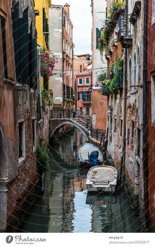 tight Vacation & Travel Sightseeing City trip Summer vacation Venice Italy Europe Town Old town House (Residential Structure) Bridge Facade Motorboat Rowboat
