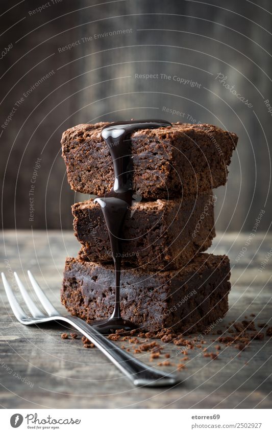 Chocolate brownie Food Cake Dessert Candy Breakfast Fresh Good Sweet Brown Snack Baked goods Fork Part Liquid Delicious Sugar Colour photo Studio shot Close-up