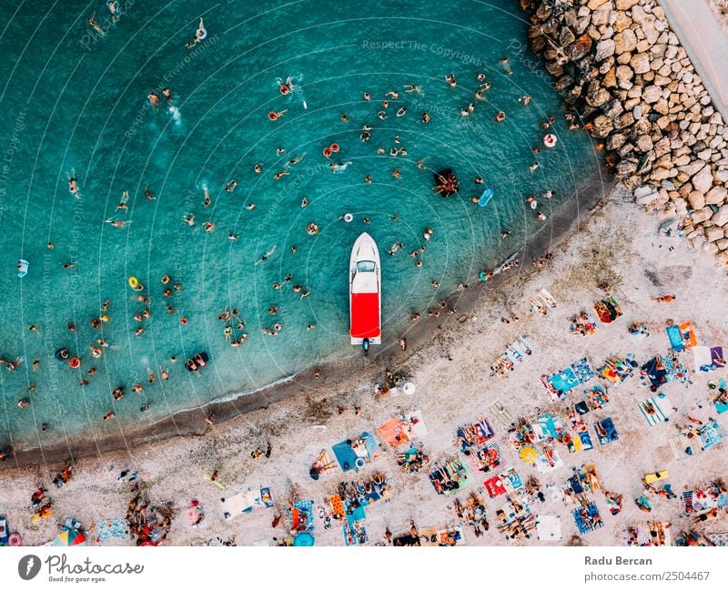 Aerial Drone View Of People Having Fun And Relaxing On Costinesti Beach In Romania At The Black Sea Aircraft Vantage point Sand Background picture Water Above