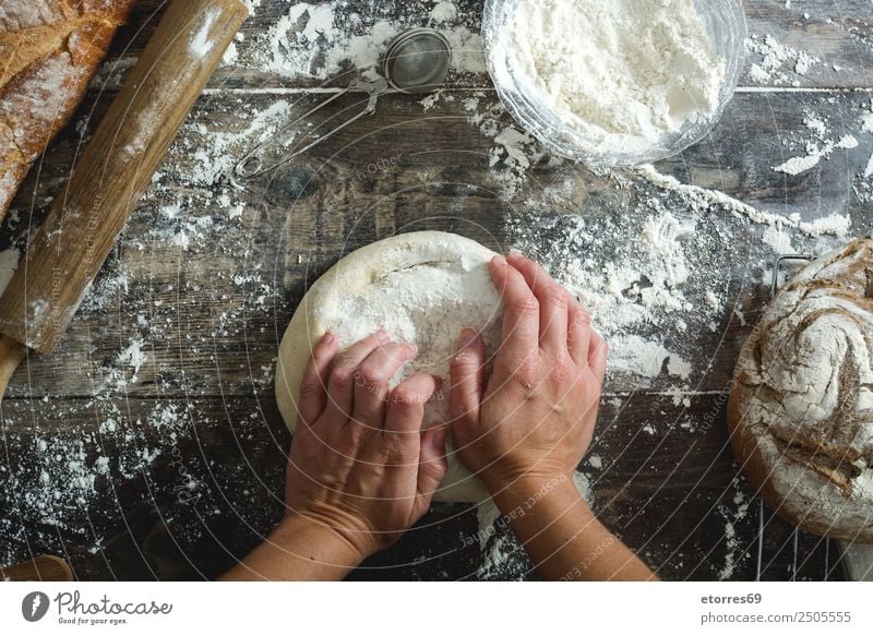 woman kneading artisan bread Food Healthy Eating Food photograph Bread Nutrition Breakfast Lunch Dinner Table Kitchen Feminine Woman Adults Hand 1 Human being