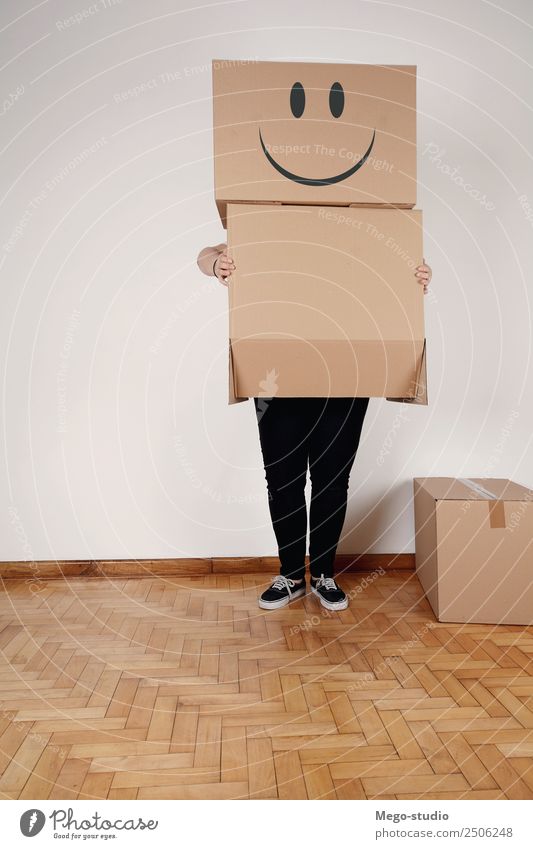 cardbord characters with smiley faces Happy Face Profession Business Human being Woman Adults Man Couple Pack Package Think Smiling Sit Stand Happiness Together