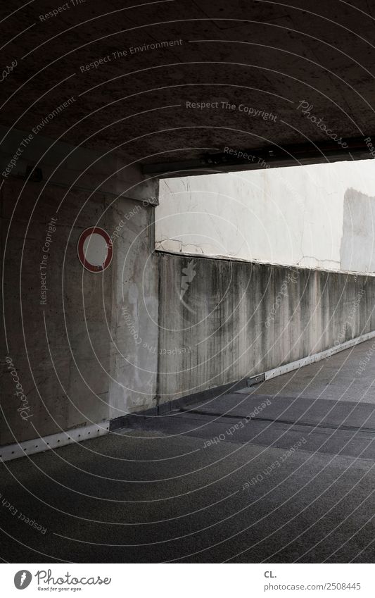 proscribed Deserted Wall (barrier) Wall (building) Transport Traffic infrastructure Road traffic Lanes & trails Road sign Sign Gloomy Gray Bans