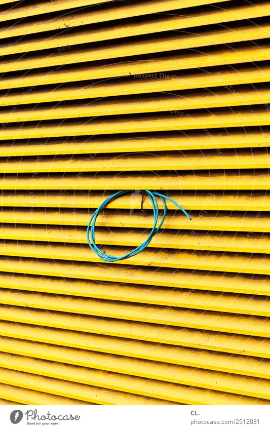 blue cable Construction site Cable Venetian blinds Roller blind Blue Yellow Complex Colour photo Exterior shot Abstract Pattern Structures and shapes Deserted