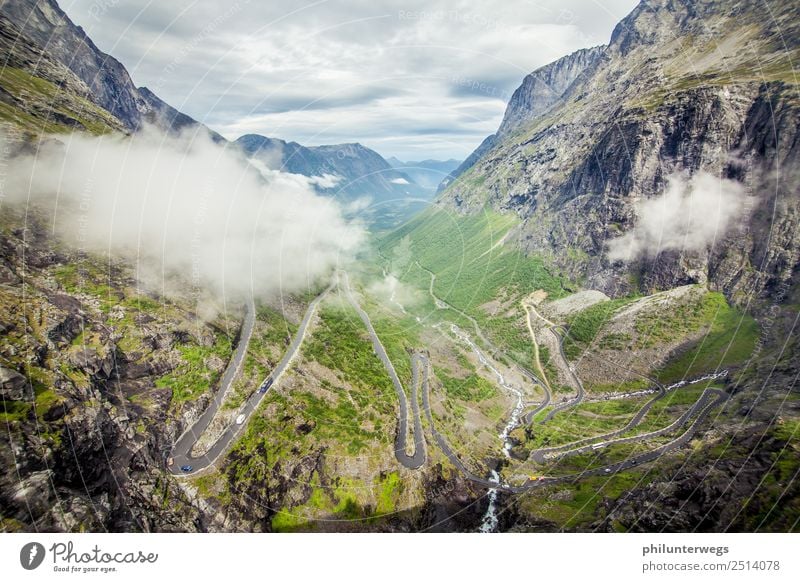 Trollstigen serpentine road in Norway with clouds Leisure and hobbies Tourism Trip Adventure Far-off places Freedom Sightseeing Expedition Environment Nature