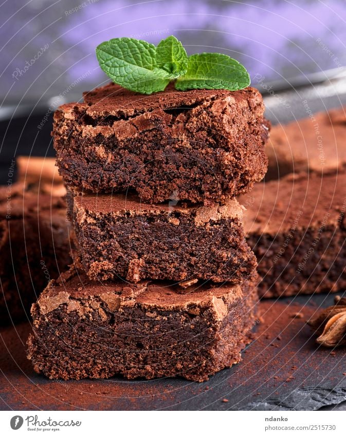 chocolate cake baked brownies Cake Dessert Candy Nutrition Diet Eating Dark Fresh Delicious Soft Brown Stack background Home-made Sponge sweet Tasty Baking