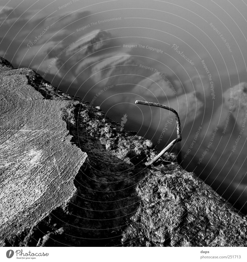 stones Environment Nature Water Coast River bank Main Emotions Moody fine art Black & white photo Frankfurt Metalware Stone Exterior shot Experimental Deserted