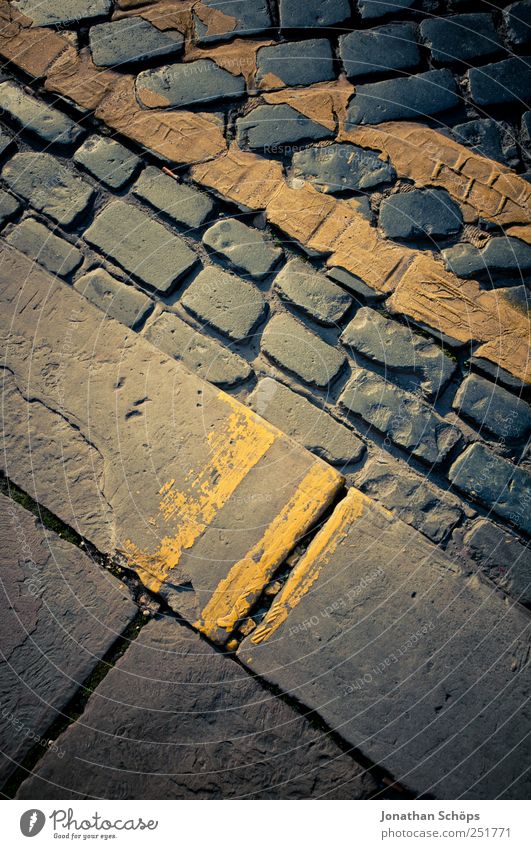 street pattern Blue Brown Yellow Street Pavement Road traffic Stone Paving stone Sidewalk Crazy Line Geometry Direct Structures and shapes Simple Hard