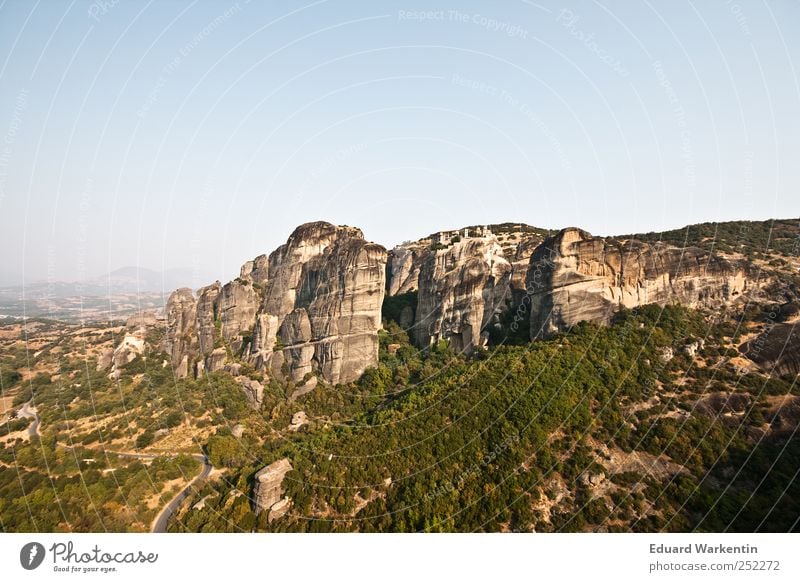 Meteora Monasteries Landscape Plant Air Rock Mountain Vacation & Travel Greece Monastery meteoric monasteries Christianity Orthodoxy rocky landscape