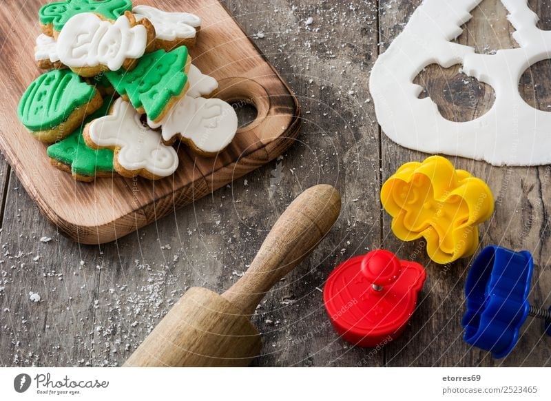 Christmas cookies on wooden background Cookie Christmas & Advent Decoration Food Healthy Eating Dish Food photograph Dessert December Feasts & Celebrations