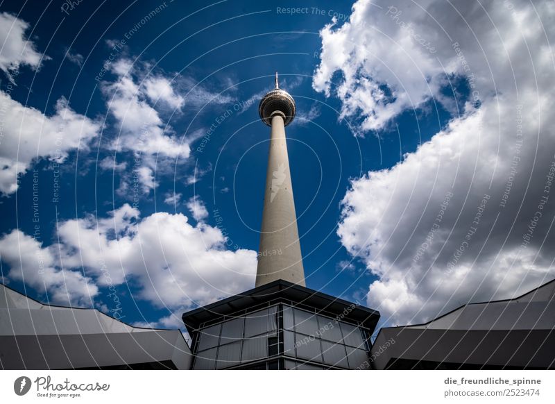 Hans looks in the air Work of art Architecture Sky Summer Berlin Germany Europe Town Capital city Deserted Tourist Attraction Landmark Television tower