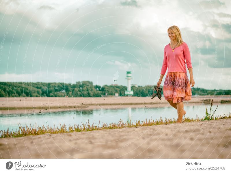 Woman walking barefoot on Baltic beach Lifestyle Style Vacation & Travel Trip Summer Summer vacation Beach Ocean Human being Feminine Adults Mother 1