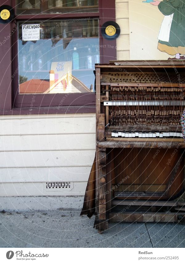 a matter of care Piano street music Roadside Music Musical instrument Wood Tasmania Playing Old Broken Decline decay Weathered Colour photo Exterior shot
