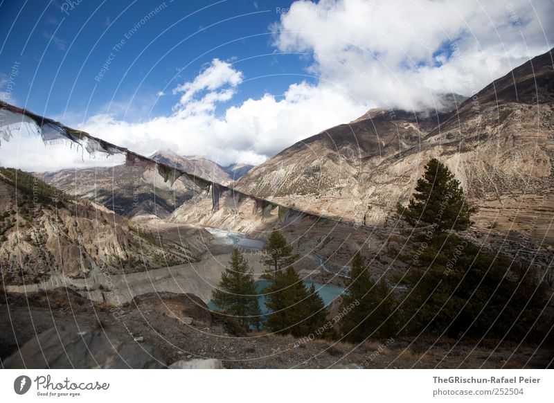 Nepal Environment Nature Sky Clouds Horizon Rock Mountain Peak Lake Hiking Stone Prayer flags glacial lake Tree Himalayas manang trekking Vacation & Travel