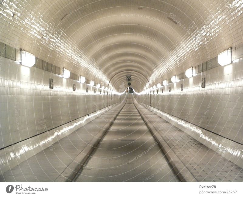old Elbe tunnel Hamburg Tunnel vision Vanishing point Historic St Pauli-Elbtunnel Lamp Street Tile