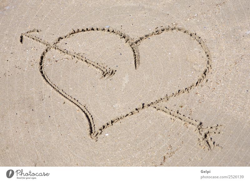 Heart drawn on sand for the day of St. valentine Beautiful Summer Beach Ocean Sand Coast Love Draw Write Wet Gold Emotions Passion Romance Puppy love Carve