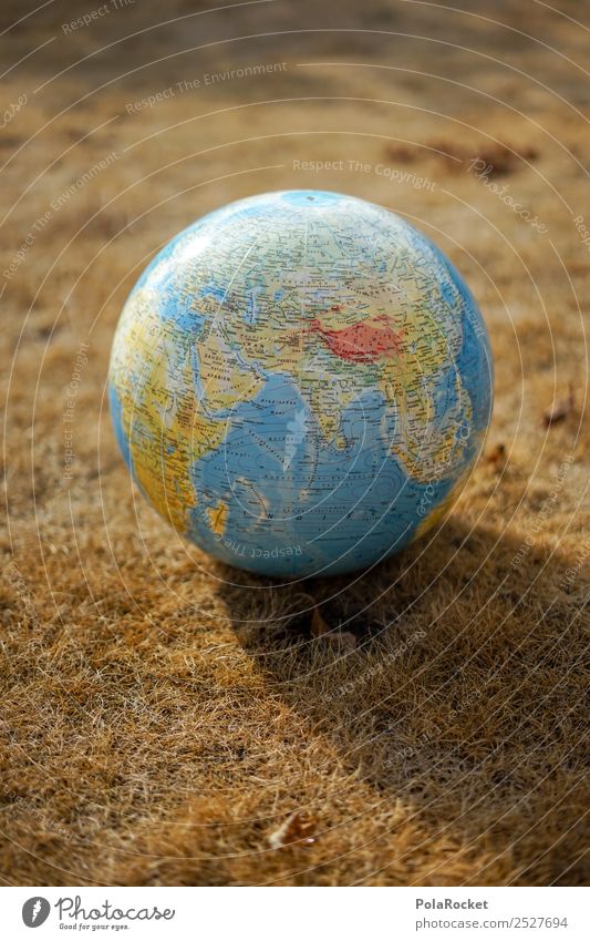 #S# Drought I Environment Climate Climate change Weather Concern Earth Globe Burnt Straw Cast Planet Climate protection Grass Creativity Colour photo