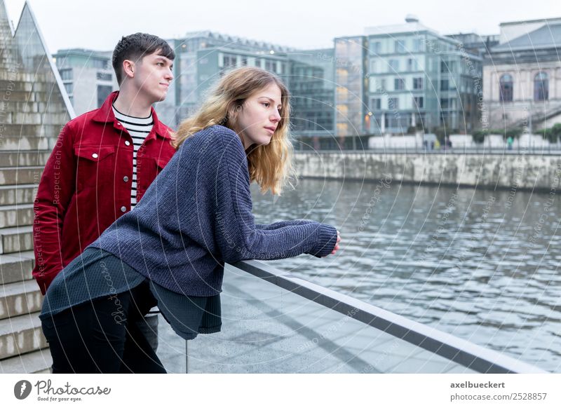 young couple on the Spree in Berlin Lifestyle Leisure and hobbies Vacation & Travel Sightseeing City trip Human being Masculine Feminine Young woman