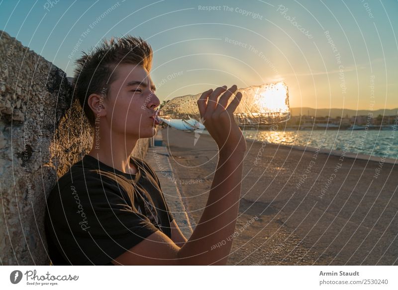Drink the sun Lifestyle Joy Beautiful Harmonious Contentment Relaxation Calm Tourism Summer vacation Island Human being Masculine Young man Youth (Young adults)