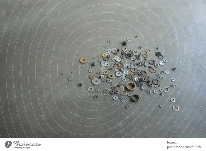 muddle Craftsperson Round Chaos washer Screw Muddled Selection Workshop feather ring Metalware Metal ring Untidy Copy Space left