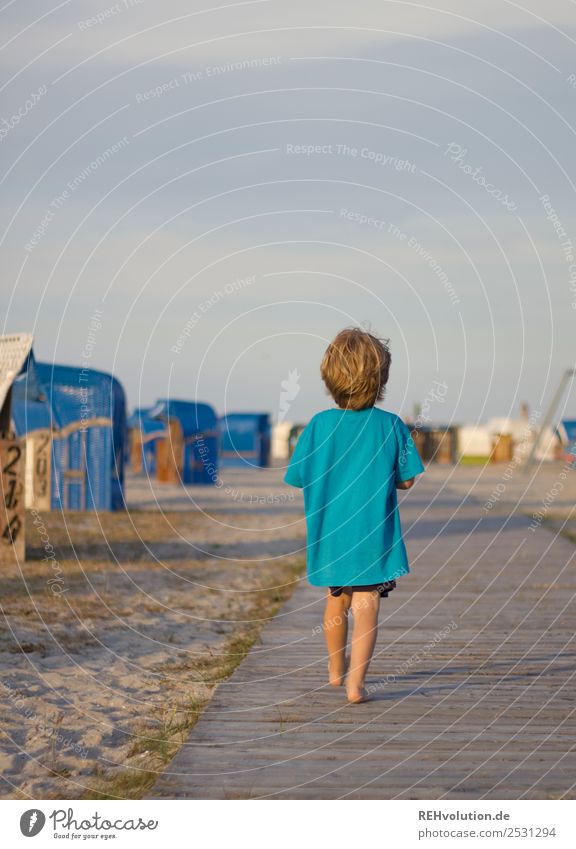 Child walking on the beach Lifestyle Leisure and hobbies Vacation & Travel Adventure Summer Summer vacation Ocean Human being Masculine Boy (child) 1