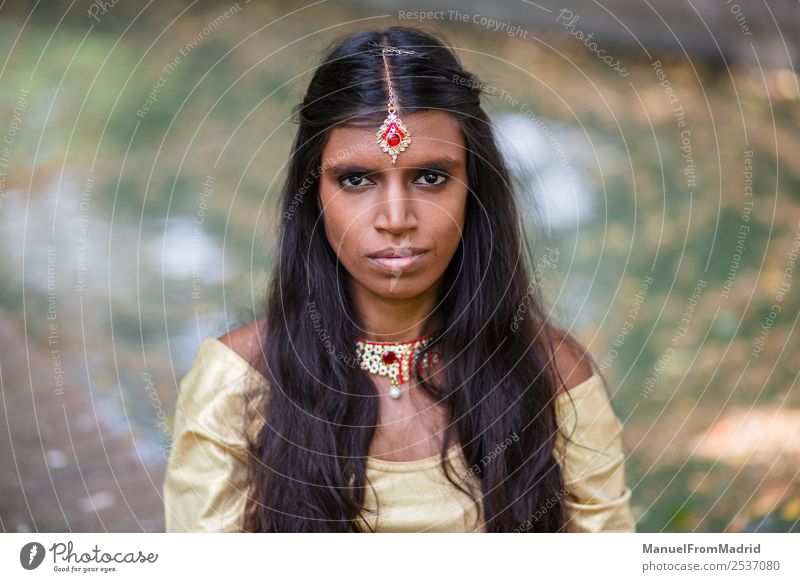 Portrait of a Little Girl in Traditional Indian Costume Stock Photo