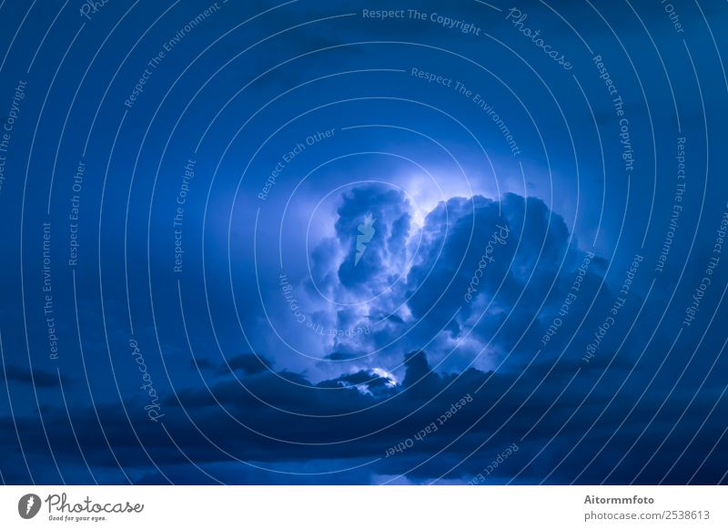 Thick thundercloud in sky Beautiful Environment Landscape Sky Clouds Storm clouds Climate Weather Lightning Fat Dark Bright Blue Dangerous Energy Amazing