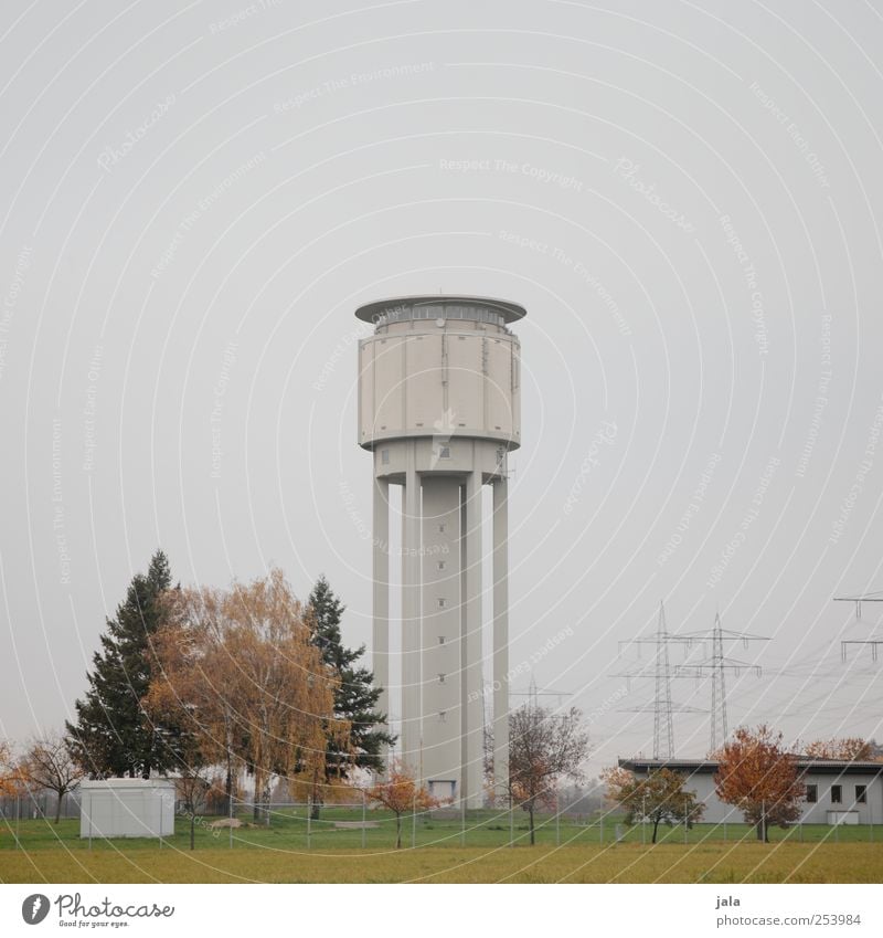 water tower Nature Sky Autumn Plant Tree Tower Manmade structures Building Architecture Water tower Landmark Gloomy Colour photo Exterior shot Deserted