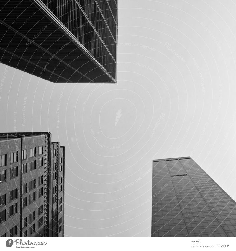 Composition - 3 bodies and lines Cloudless sky New York City Town Skyline House (Residential Structure) High-rise Architecture Facade Sharp-edged Cliche Power