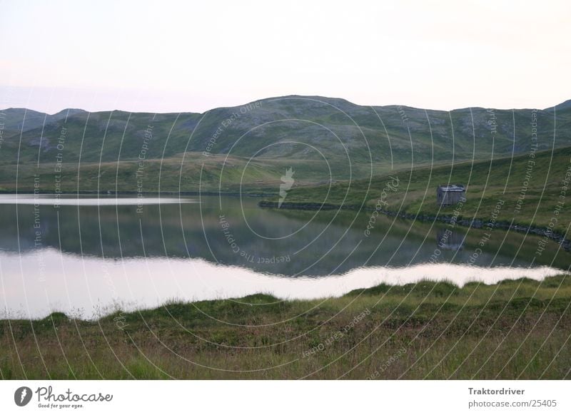 My little hut Wood Lake Reflection Grass Loneliness Remote Hut Derelict Old Shabby Water Mountain Calm Rock