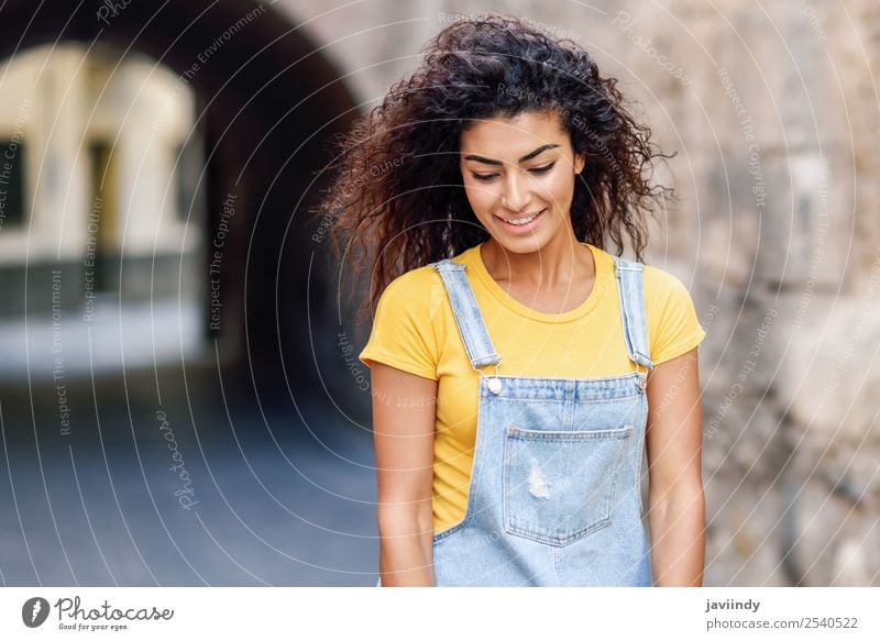 Young Arab woman with curly hairstyle outdoors Lifestyle Style Happy Beautiful Hair and hairstyles Face Tourism Human being Feminine Young woman