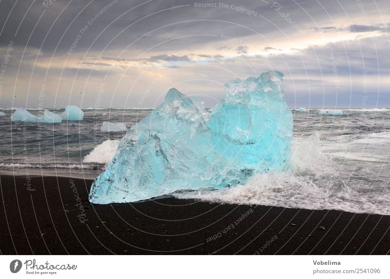 Ice at Joekulsarlon, Iceland Relaxation Meditation Vacation & Travel Adventure Ocean Waves Nature Landscape Elements Water Clouds Gale Glacier Lake Cold Iceberg